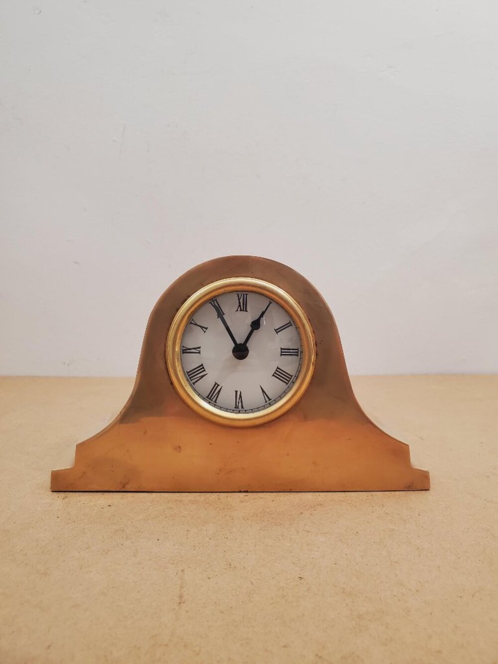 Modern quartz Bombay clock solid brass . Vintage office alarm clock, Bombay gold